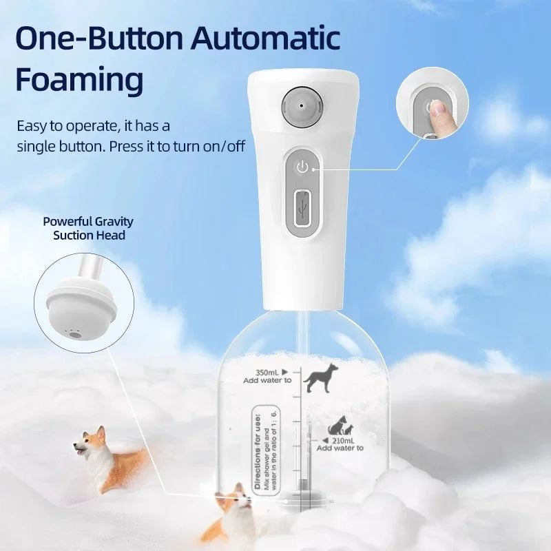 Automatic Pet Foaming Soap Dispenser – USB Rechargeable Cat & Dog Shampoo Machine Ditzy Petunia
