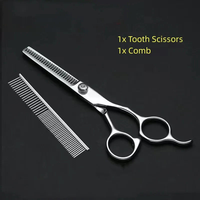 Professional Pet Grooming Scissors Set - Stainless Steel Dog Hair Trimming Tools