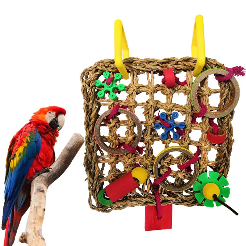 8PCS Natural Wooden Bird Toys – Swing, Perch, Bridge & More