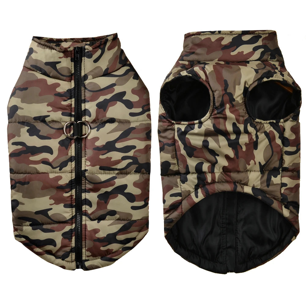 Winter Dog Coat - Waterproof Camouflage Jacket for Large Dogs & Puppies, Warm & Windproof Pet Apparel Ditzy Petunia