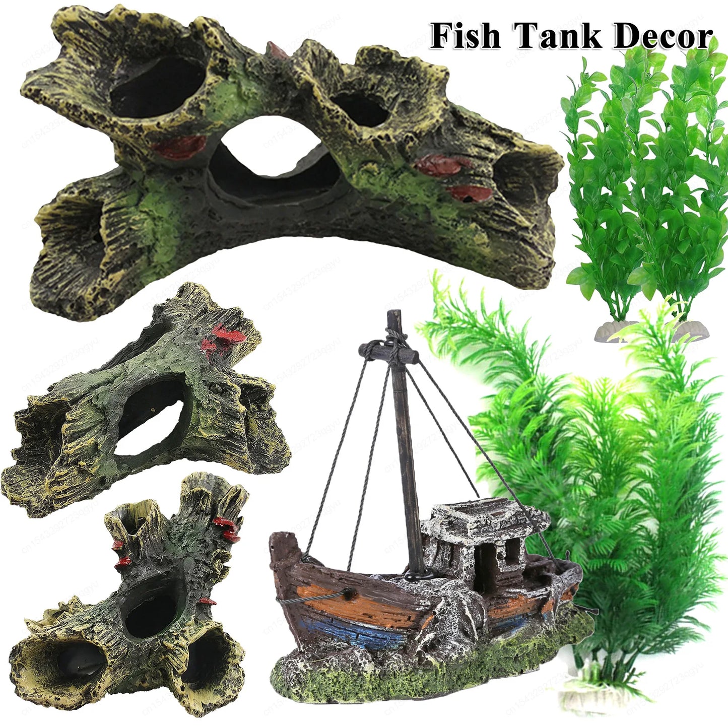 Aquarium Hollow Log Decor – Non-Toxic Resin Fish Hiding Cave & Driftwood Decoration for Aquariums