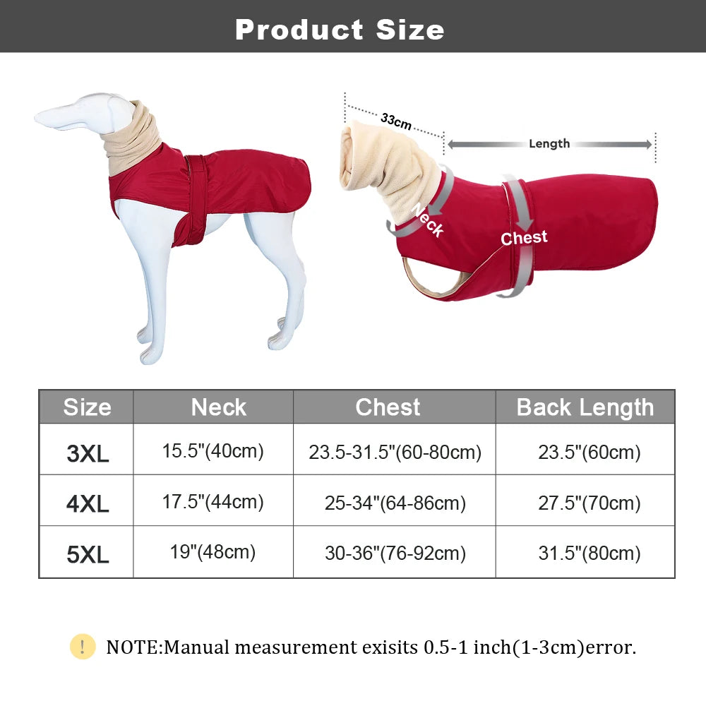 Waterproof Dog Coat - Warm Winter Jacket for Medium & Large Dogs | Greyhound & Shepherd Apparel