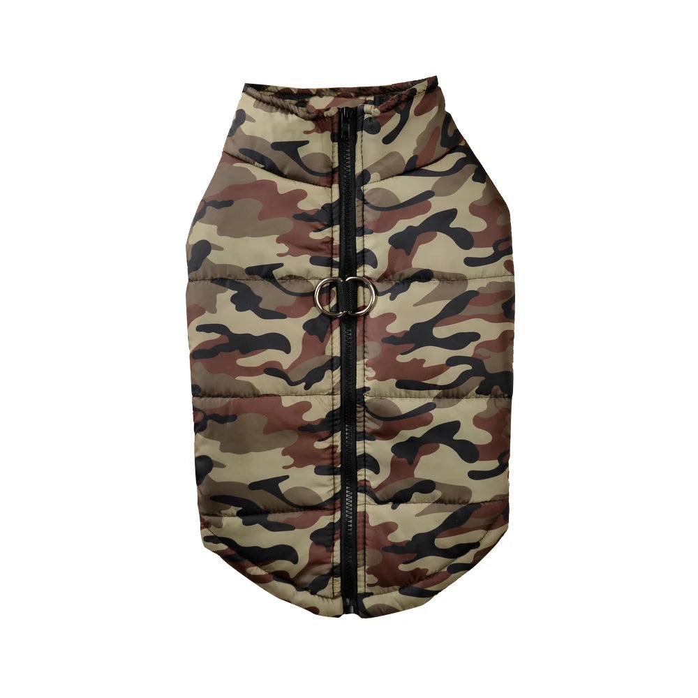 Winter Dog Coat - Waterproof Camouflage Jacket for Large Dogs & Puppies, Warm & Windproof Pet Apparel Ditzy Petunia