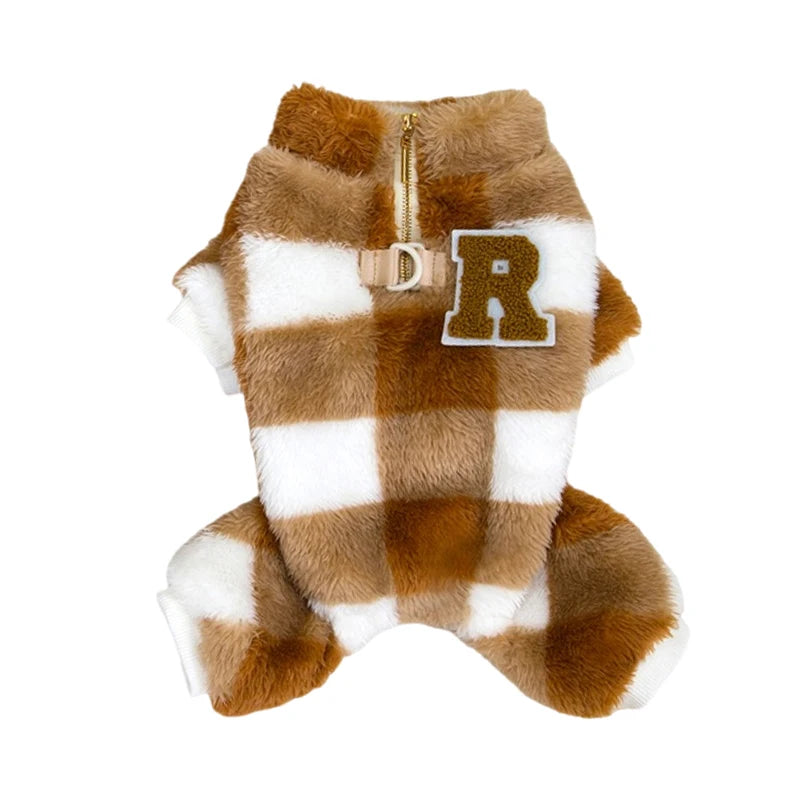 Warm Fleece Dog Jumpsuit – Winter Pajamas for Small & Medium Dogs