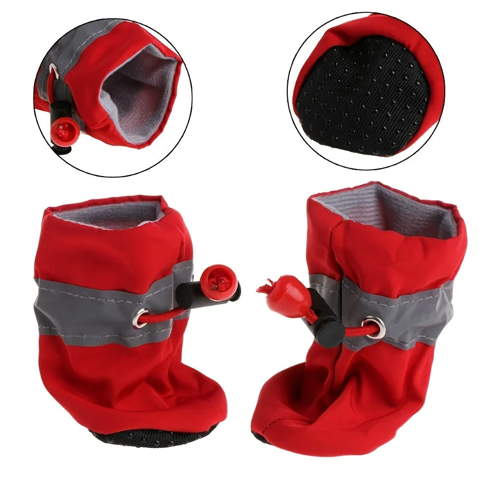 4pcs Water-Resistant Dog Shoes – Outdoor Rain Boots for Small Dogs