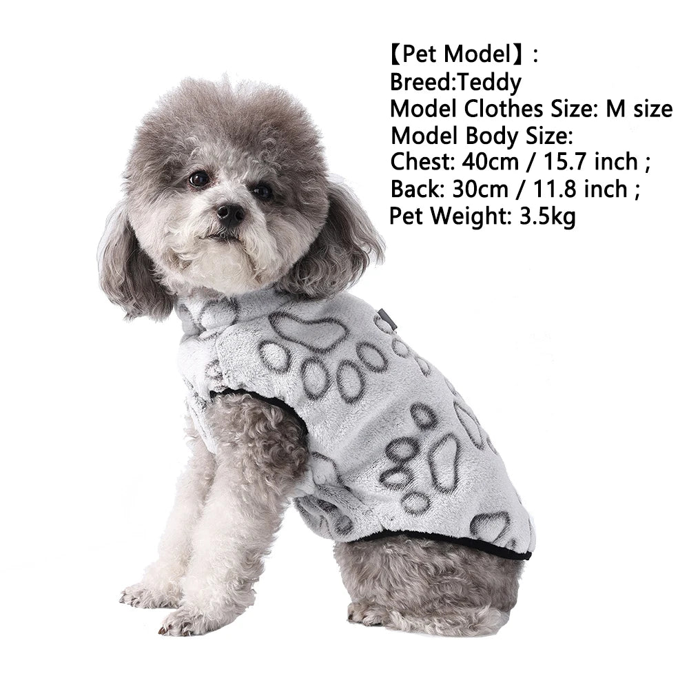 Winter Fleece Dog Vest - Soft, Warm, Reflective Jacket for Small & Medium Pets