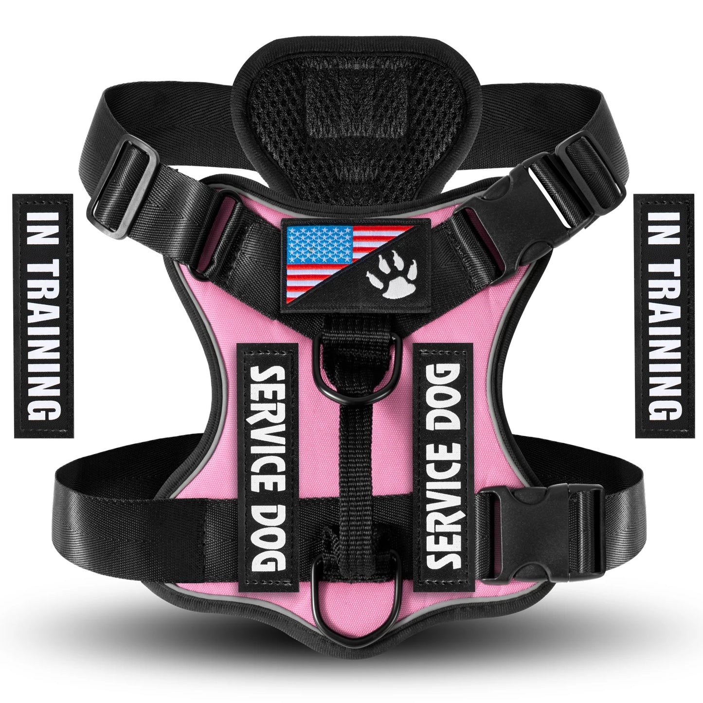 Reflective Service Dog Harness with 5 PCS Patches - Adjustable Soft Oxford Vest Harness for Dogs