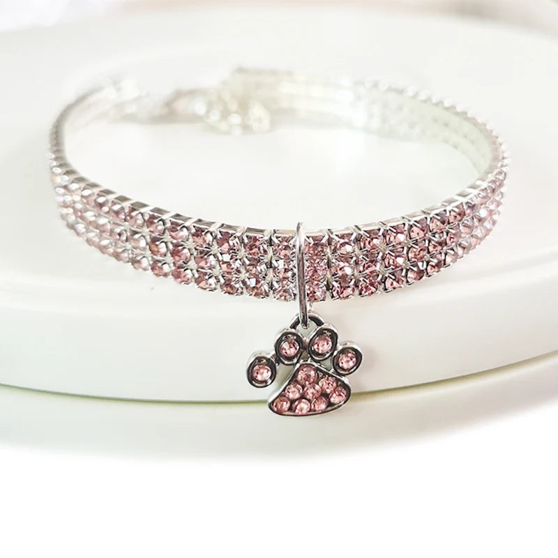 Elegant Crystal Pet Collar – Adjustable Jewelled Necklace for Cats & Dogs