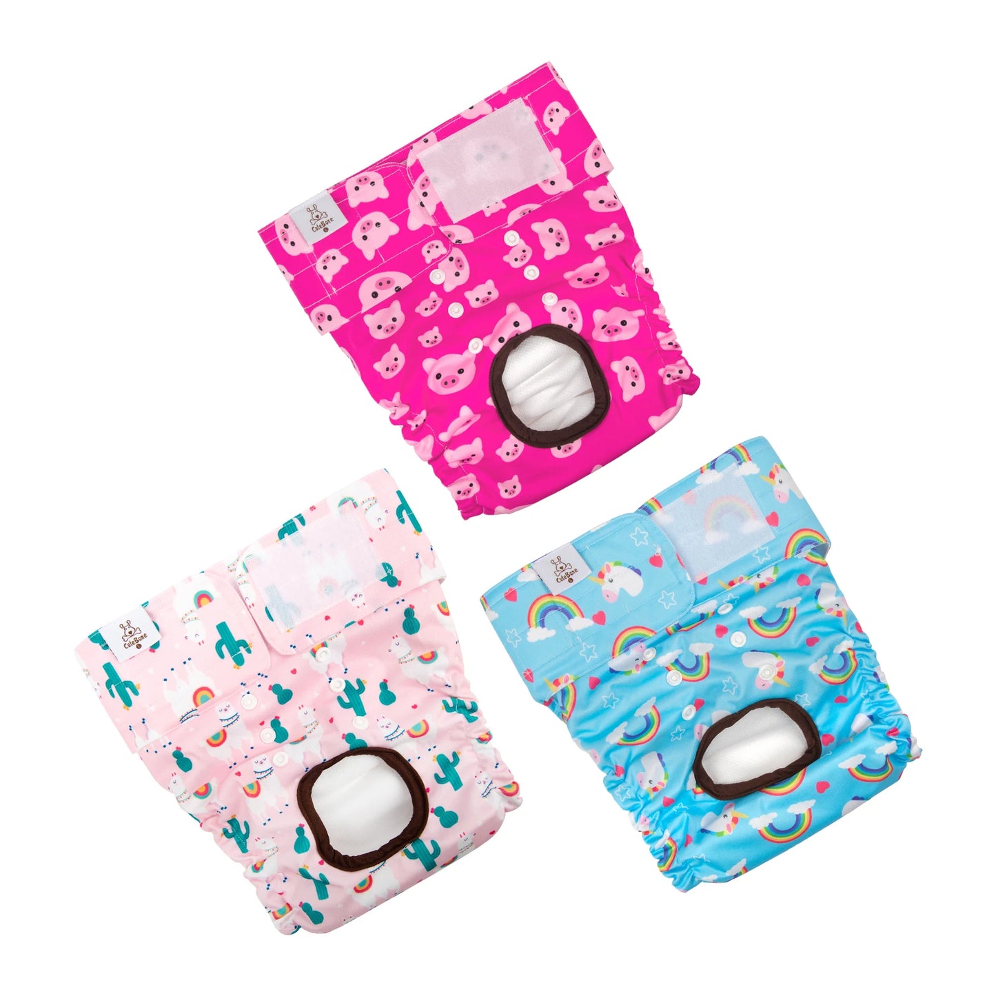 Washable Female Dog Diapers – Reusable Leak-Proof Diapers for Dogs in Heat, Potty Training & Incontinence (Pack of 3) Ditzy Petunia