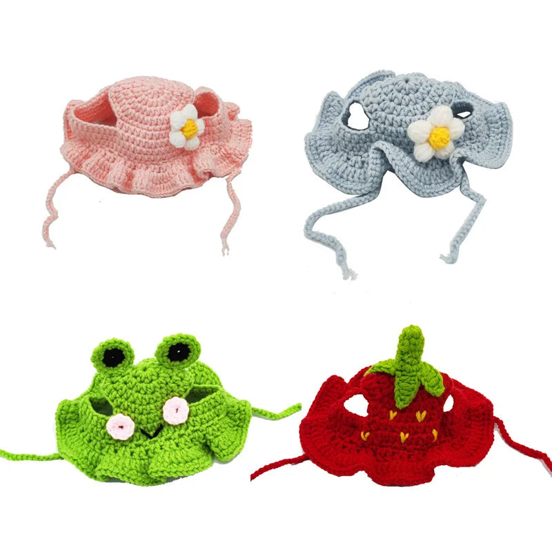 🎩 Knitted Pet Hat – Cute Elastic Beanie for Cats & Small Dogs