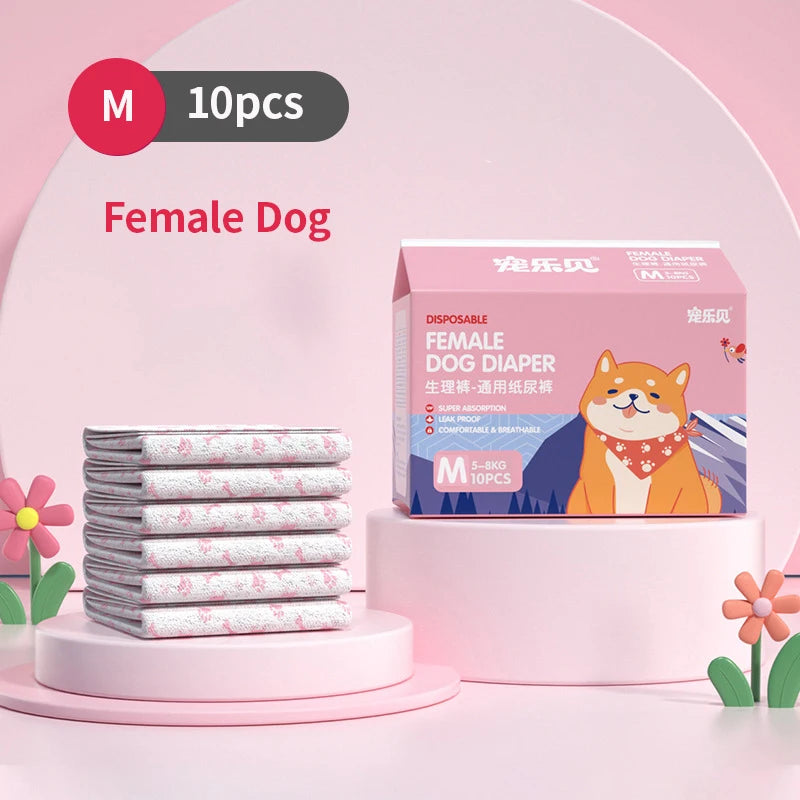 Disposable Dog Diapers – Leakproof Super Absorbent Nappies for Male & Female Dogs, 10 Pack Ditzy Petunia