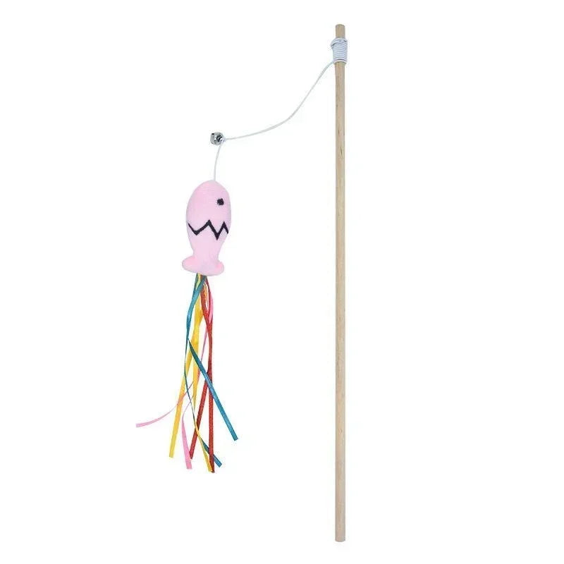 Cat Wand Toy with Ribbons, Catnip & Bells | Interactive Cat Teaser for Indoor Cats