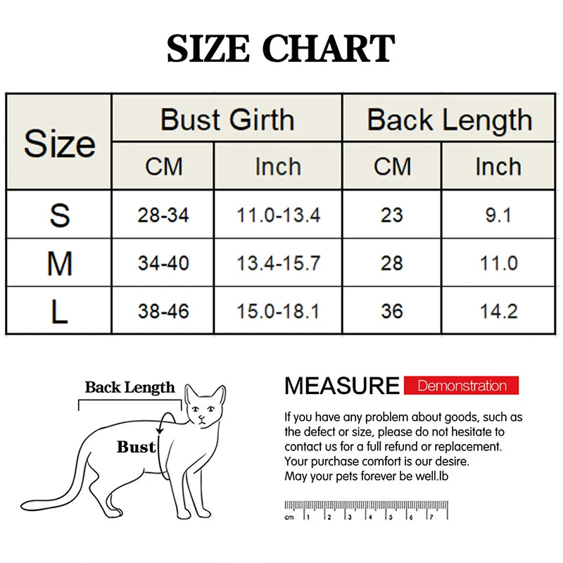 Cat Weaning & Sterilization Recovery Suit | Soft, Breathable, Anti-Licking Post-Surgery Pet Vest