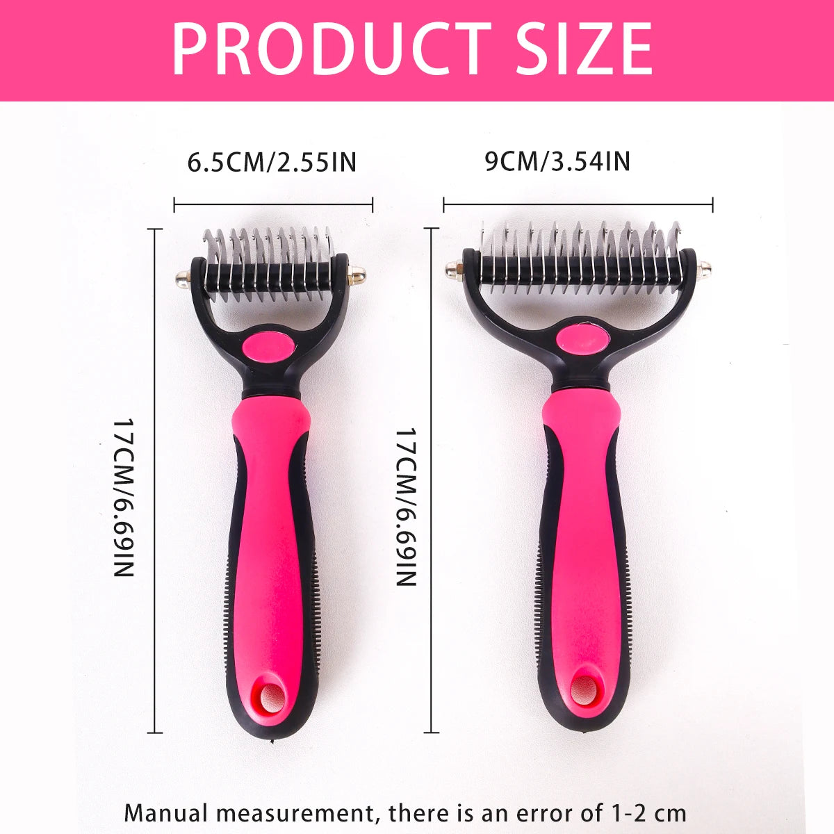 Dual-Sided Pet Deshedding Brush - Stainless Steel Grooming Tool for Cats & Dogs, Removes Loose Hair & Tangles x 1pc Ditzy Petunia