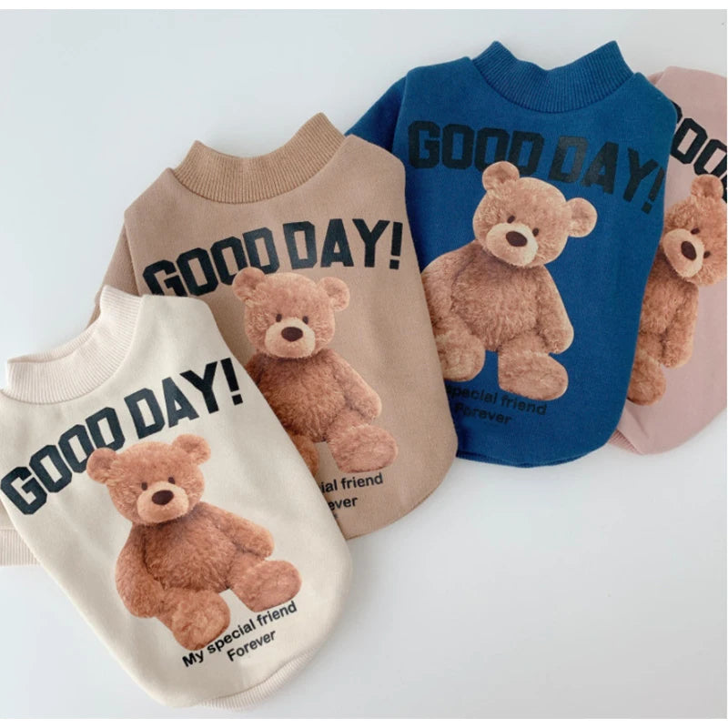 Winter Dog Clothes – Cute Puppy Warm Pullover Sweatshirt with Bear Pattern | Pet Jacket for Small & Medium Dogs, Cats | Chihuahua Costume Coat Ditzy Petunia