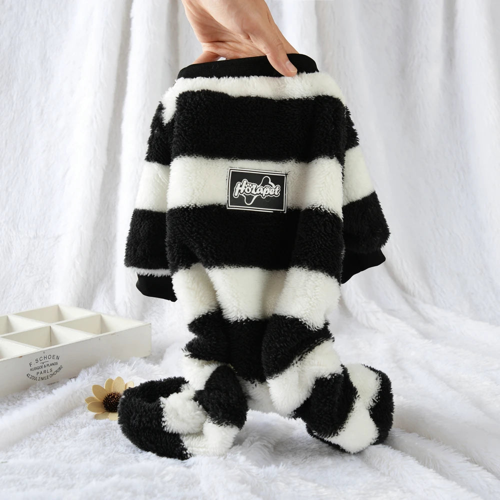 Soft Stripe Fleece Dog Sweatshirt - Warm Hooded Coat for Small Dogs, Cats, & Puppies
