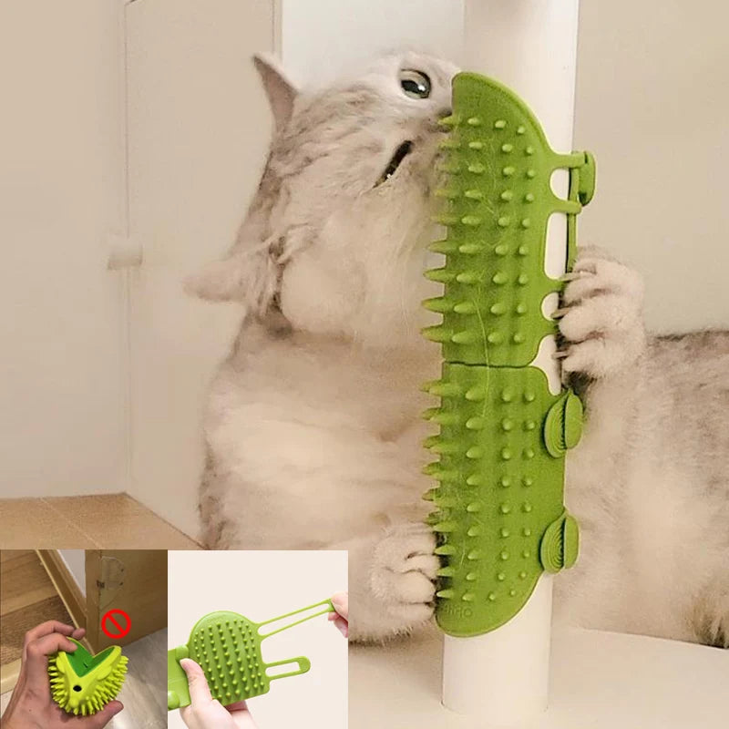 Silicone Cat Grooming Comb & Rubbing Brush, Dual-Purpose De-Shedding Tool for Cats, Safe & Non-Marking Design (Pack of 2) Ditzy Petunia