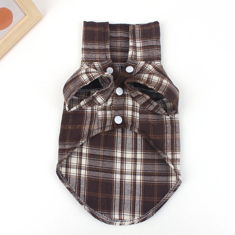 British Style Plaid Dog Shirt - Summer Pet Clothes for Small Dogs & Puppies | Lightweight & Stylish