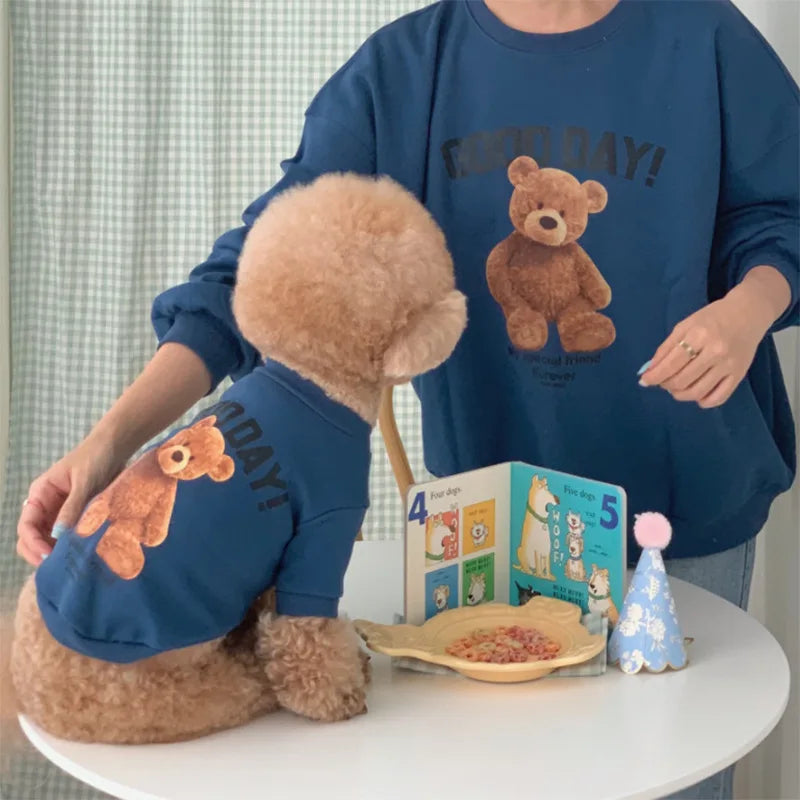 Winter Dog Clothes – Cute Puppy Warm Pullover Sweatshirt with Bear Pattern | Pet Jacket for Small & Medium Dogs, Cats | Chihuahua Costume Coat Ditzy Petunia