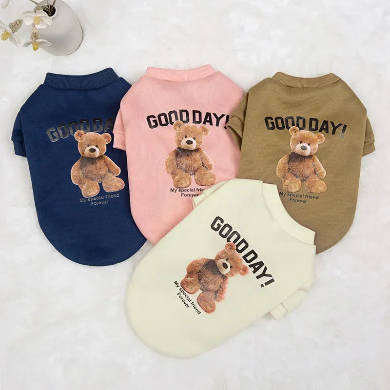 Winter Dog Clothes – Cute Puppy Warm Pullover Sweatshirt with Bear Pattern | Pet Jacket for Small & Medium Dogs, Cats | Chihuahua Costume Coat Ditzy Petunia