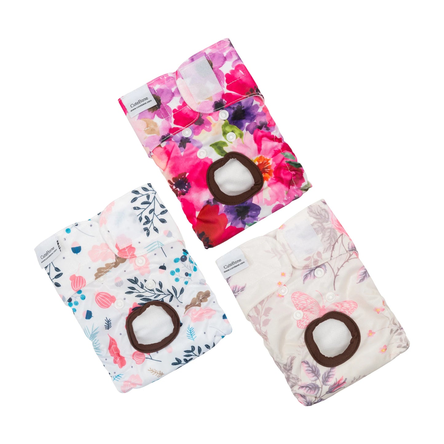 Washable Female Dog Diapers – Reusable Leak-Proof Diapers for Dogs in Heat, Potty Training & Incontinence (Pack of 3) Ditzy Petunia