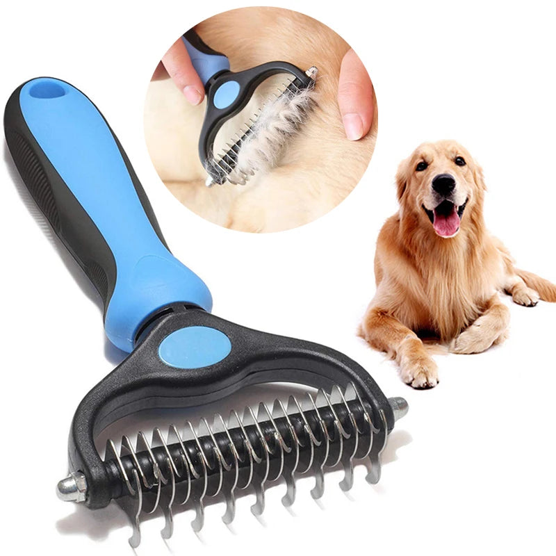 Professional Pet Deshedding Brush for Dogs and Cats - Fur Knot Cutter & Grooming Comb