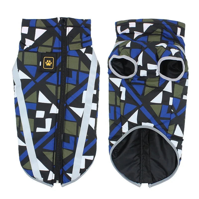 Waterproof Winter Dog Jacket | Reflective Warm Coat for Large Dogs | Warm Polyester Padded Dog Overalls