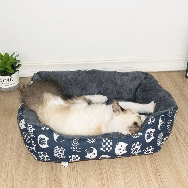 Cozy Plush Pet Bed Mat with PP Cotton Fill – Non-Slip, Machine Washable Fiber Mat for Dogs & Cats Ditzy Petunia