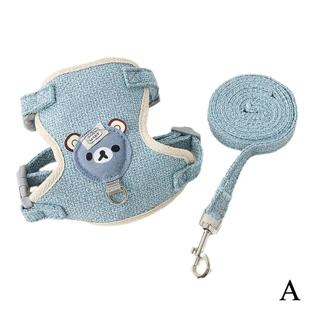 Adjustable Pet Leash with Chest Strap - Safe, Durable Polyester for Small Pets Ditzy Petunia