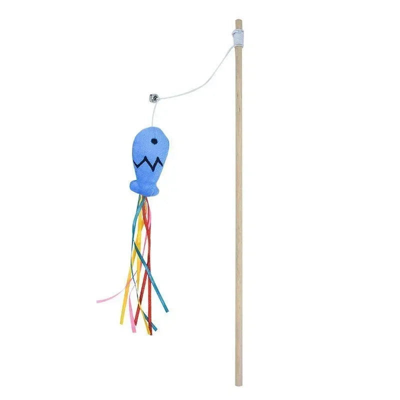 Cat Wand Toy with Ribbons, Catnip & Bells | Interactive Cat Teaser for Indoor Cats