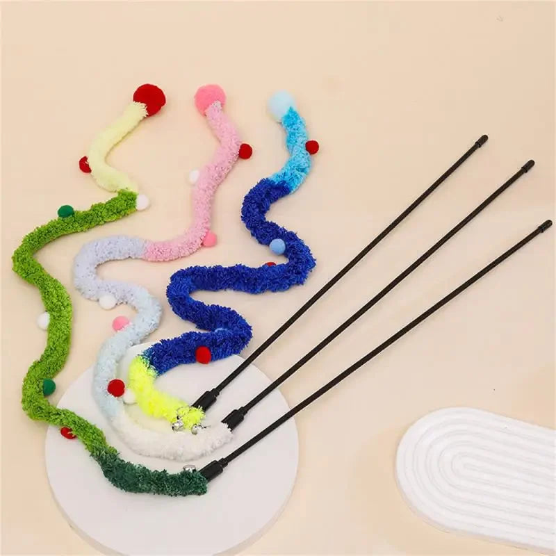 Plush Cat Teaser Wand – Interactive Cat Toy for Indoor and Outdoor Play