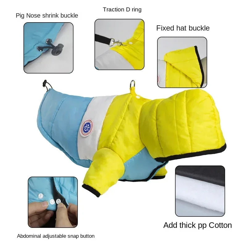 Winter Dog Jacket Coat | Warm Waterproof Pet Clothes for Small, Medium & Large Dogs | Polyester Dog Winter Coat