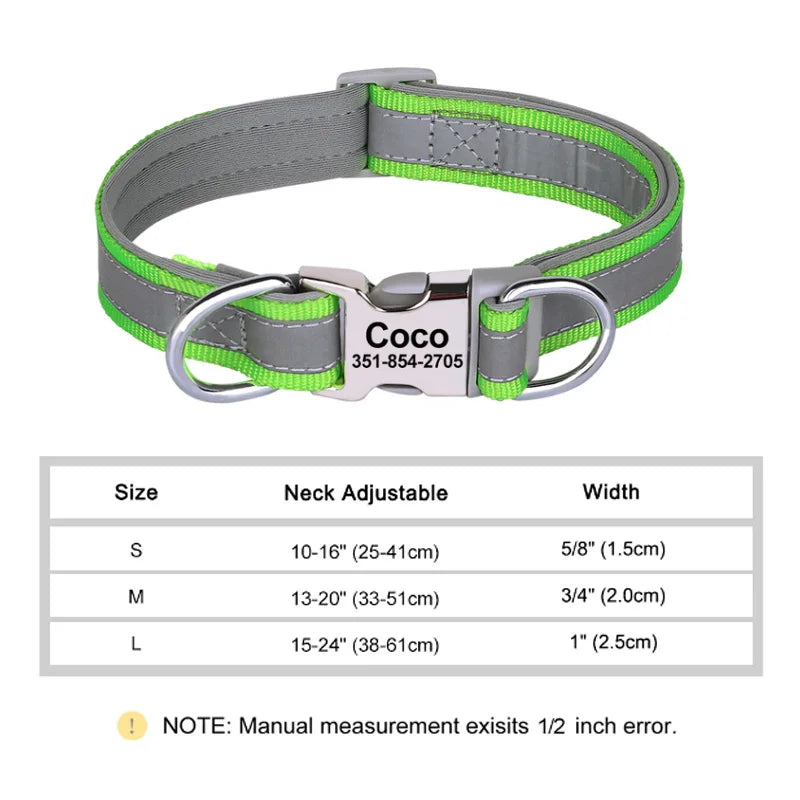Reflective Personalized Dog Collar with Engraved ID – Soft Padded Nylon Adjustable Collar for All Dog Sizes Ditzy Petunia