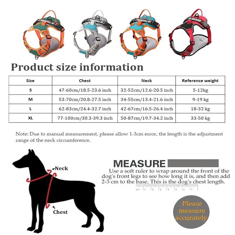 Adjustable Reflective Dog Harness – No-Pull, Breathable, Personalized