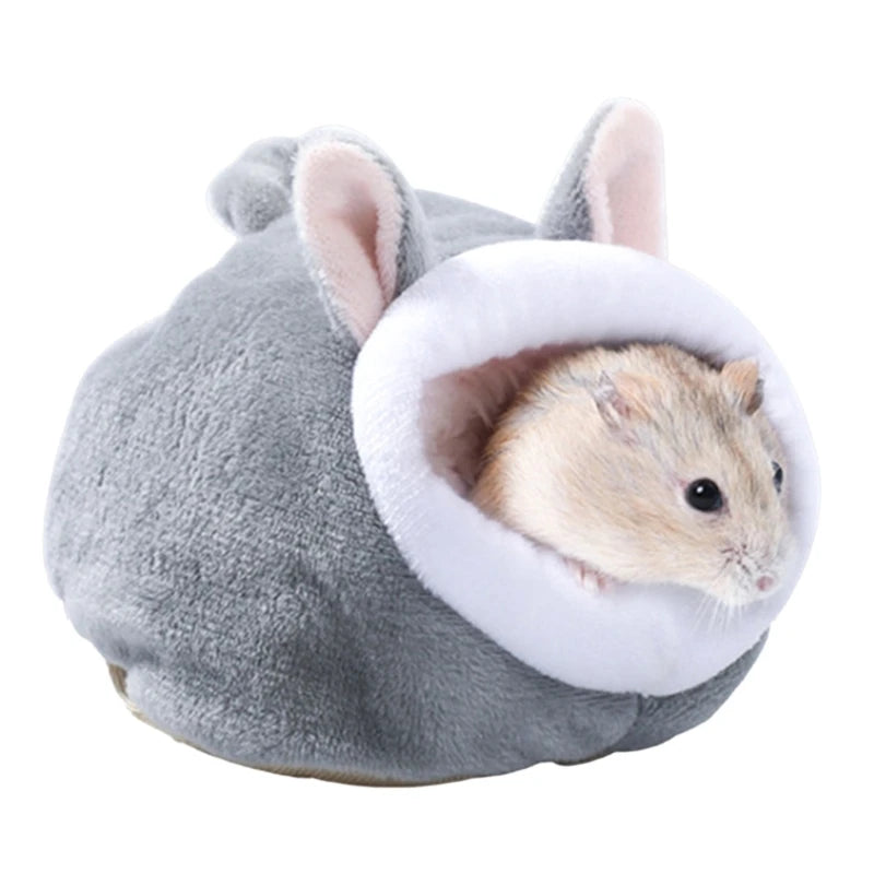 Winter Warm Hamster House & Guinea Pig Bed - Soft Velvet Nest for Small Animals Ditzy Petunia