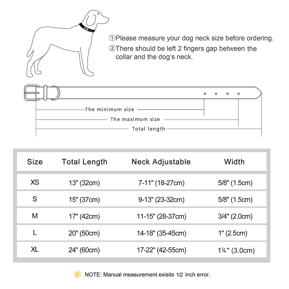 Customized Leather ID Nameplate Dog Collar Soft Padded Dogs Collars Free Engraving Name for Small Medium Large Dogs Adjustable Ditzy Petunia