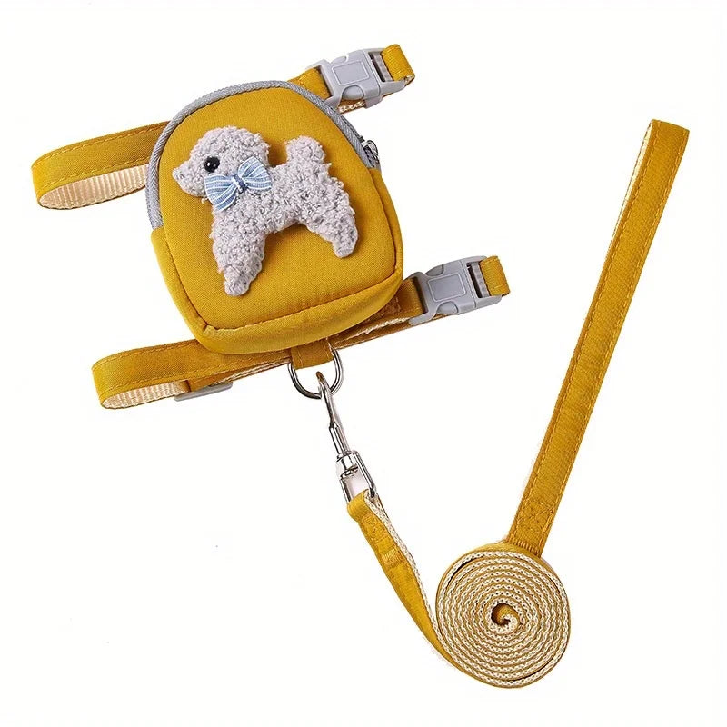 Adjustable Pet Vest with Backpack & Leash – Outdoor Harness for Small & Medium Dogs