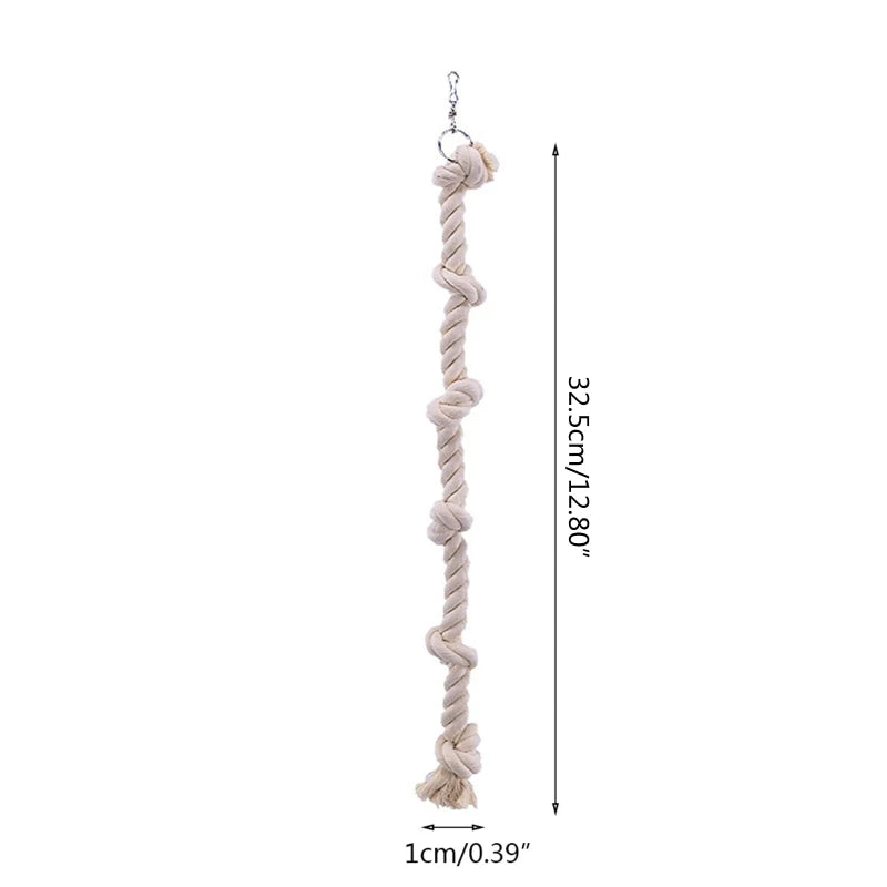 Cotton Rope Bird Climbing Toy with Knots – Natural Stress Relief for Pet Birds