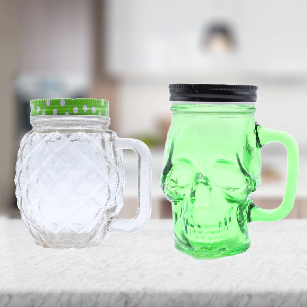 Funky Mason Jar Collection – Retro Glass Jars with Lids (450ml, 5 Styles)