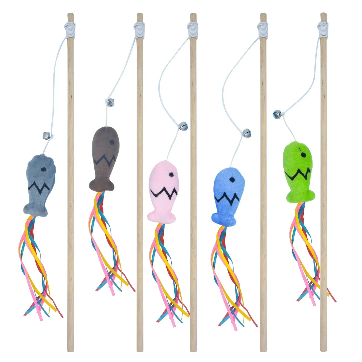 Cat Wand Toy with Ribbons, Catnip & Bells | Interactive Cat Teaser for Indoor Cats