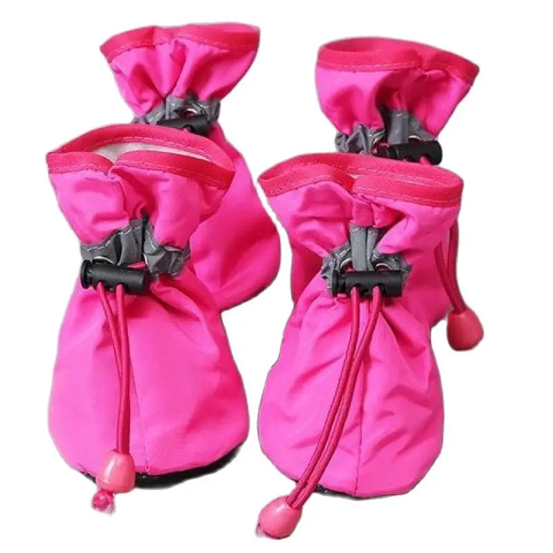 4pcs Waterproof PU Dog Shoes – Non-Slip Puppy Boots for Small to Medium Dogs