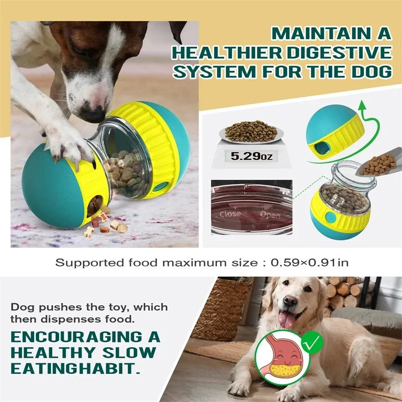 Interactive Slow-Feed Dog Toy — Tumbling Food Ball for Mental Stimulation & Healthy Eating