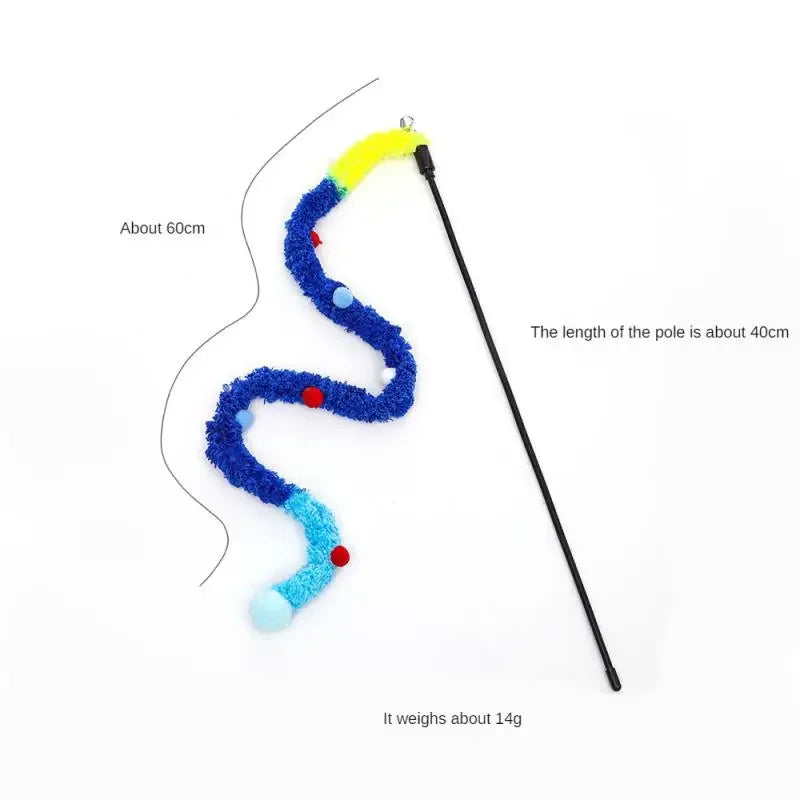 Plush Cat Teaser Wand – Interactive Cat Toy for Indoor and Outdoor Play