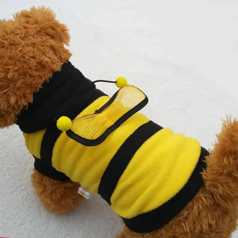 Bee Pet Puppy Fleece Hoodie – Warm Dog & Cat Coat for Winter, Spring & Autumn Ditzy Petunia