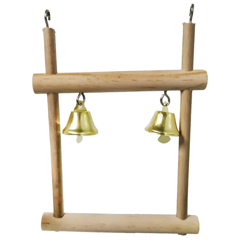 8PCS Natural Wooden Bird Toys – Swing, Perch, Bridge & More