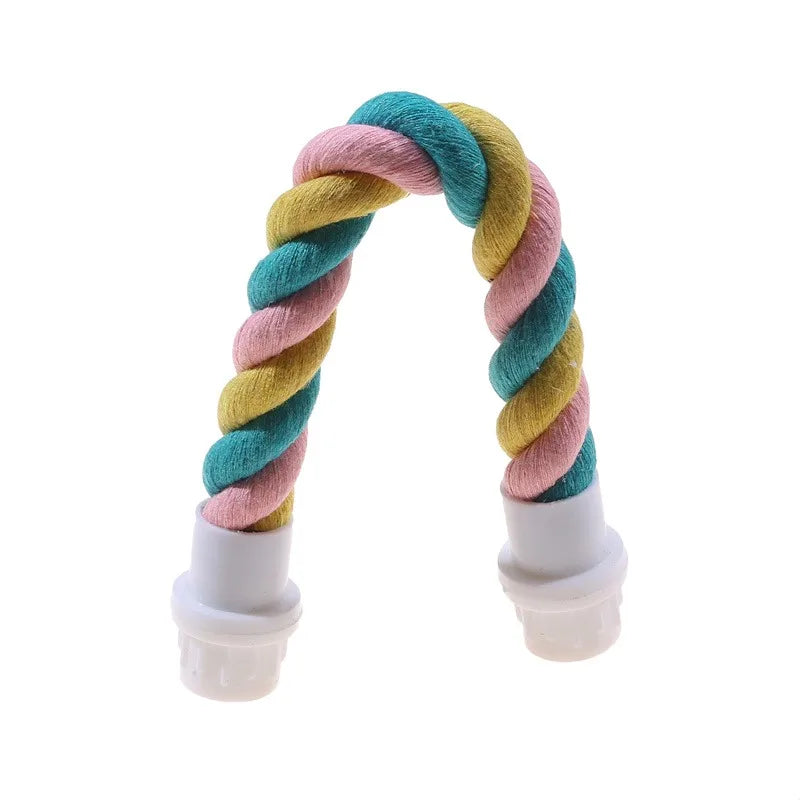 Corduroy Bird Rope Perch - Flexible and Durable Bird Cage Accessory | Cotton Rope & Iron Wire