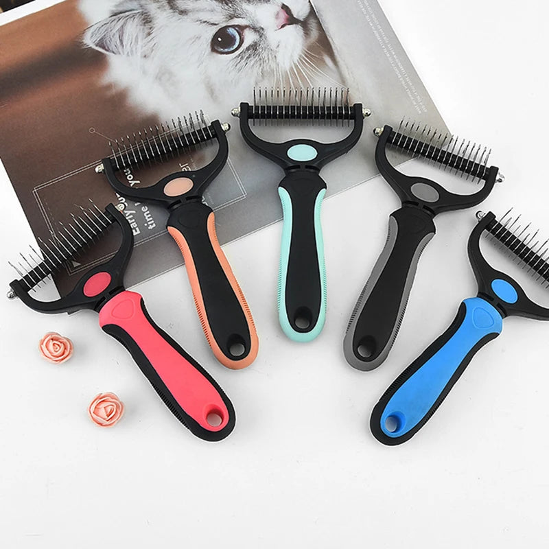 Professional Pet Deshedding Brush for Dogs and Cats - Fur Knot Cutter & Grooming Comb