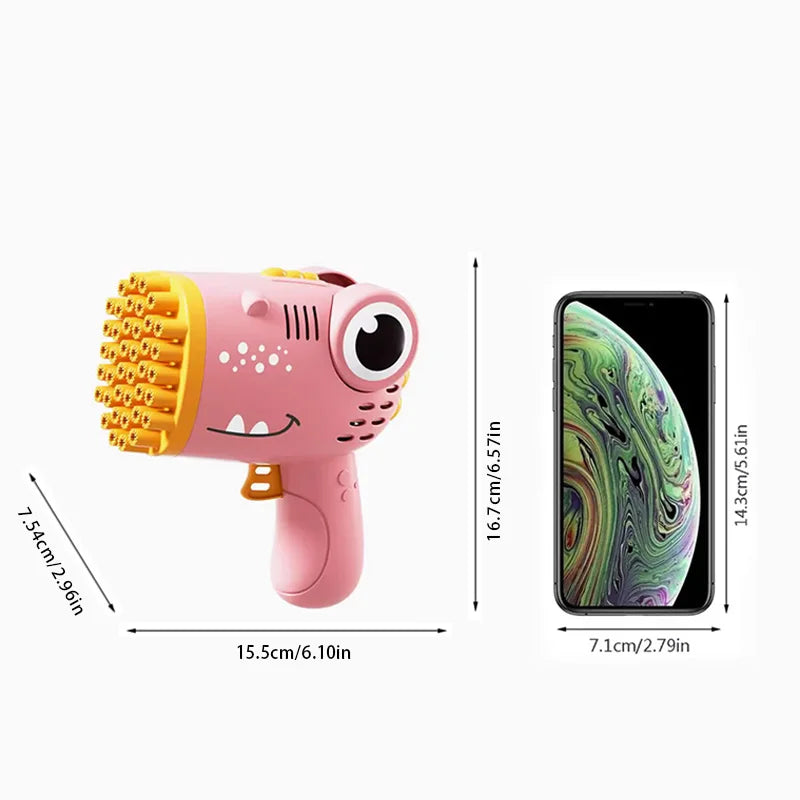 40-Hole Dinosaur Bubble Machine – Handheld Electric Bubble Gun Toy for Outdoor Fun, Parties, and Weddings (No Bubble Water) Ditzy Petunia