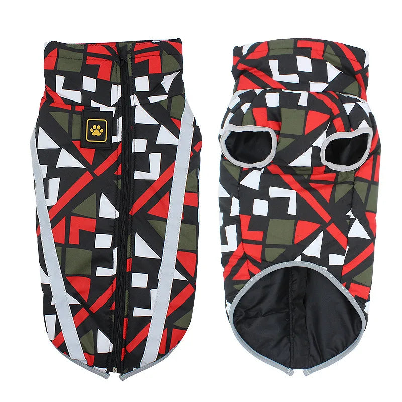 Waterproof Winter Dog Jacket | Reflective Warm Coat for Large Dogs | Warm Polyester Padded Dog Overalls