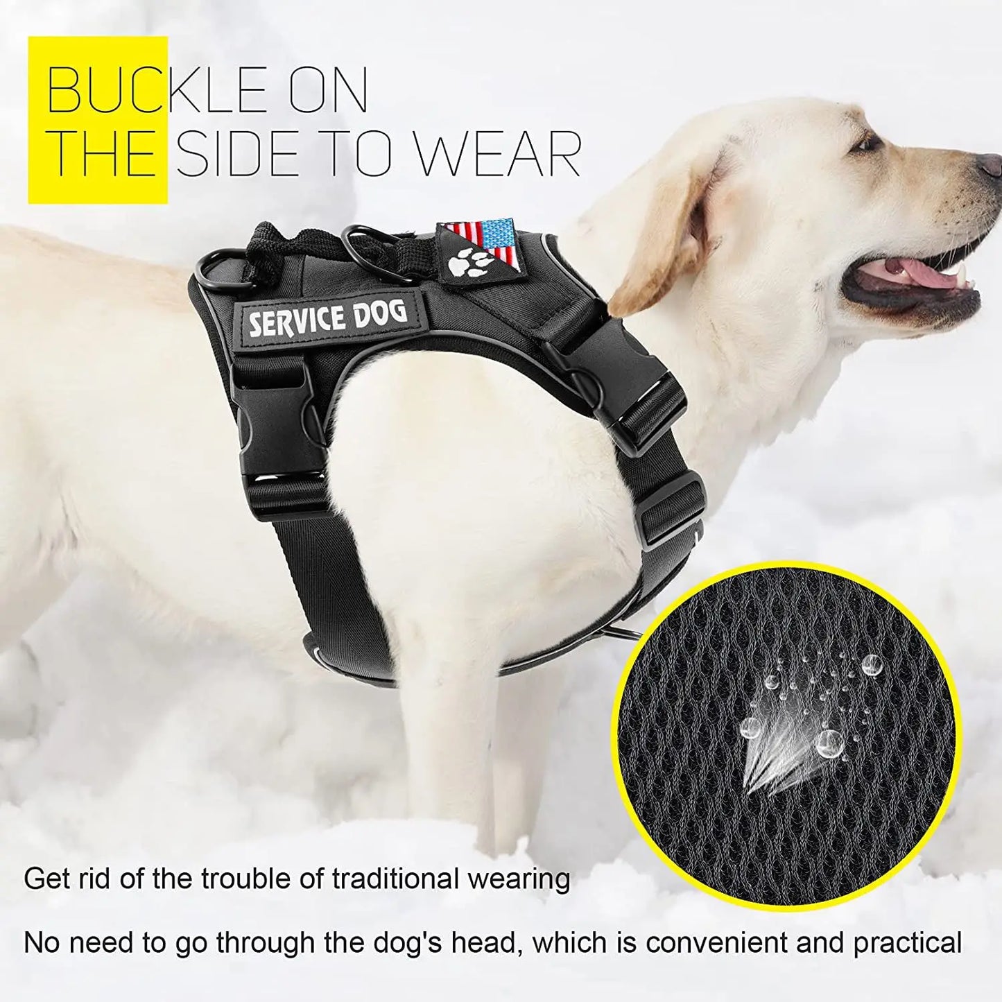 Reflective Service Dog Harness with 5 PCS Patches - Adjustable Soft Oxford Vest Harness for Dogs
